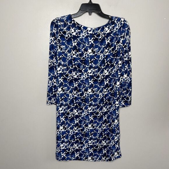 J CREW Womens Blue Floral Print Long Sleeve Shift Dress NEW Viscose XXS 2XS - Picture 4 of 8